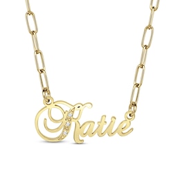 Diamond Accent Cursive Name Necklace (1 Line)
