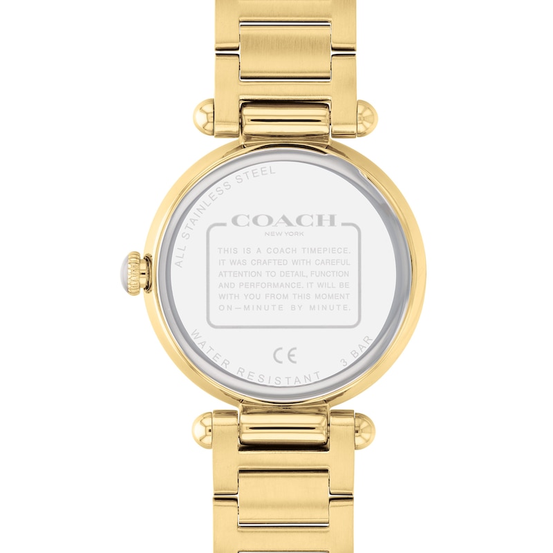 Main Image 3 of Ladies' Coach Cary Crystal Accent Gold-Tone Watch with Mother-of-Pearl Dial (Model: 14503832)