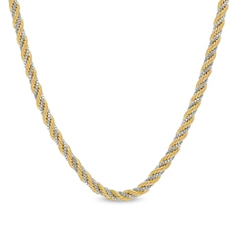 Men's 2.43mm Hollow Box and Rope Twist Chain Necklace in 10K Two-Tone Gold – 20&quot;