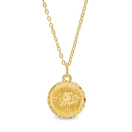 Diamond-Cut Evil Eye Disc Pendant in 10K Gold