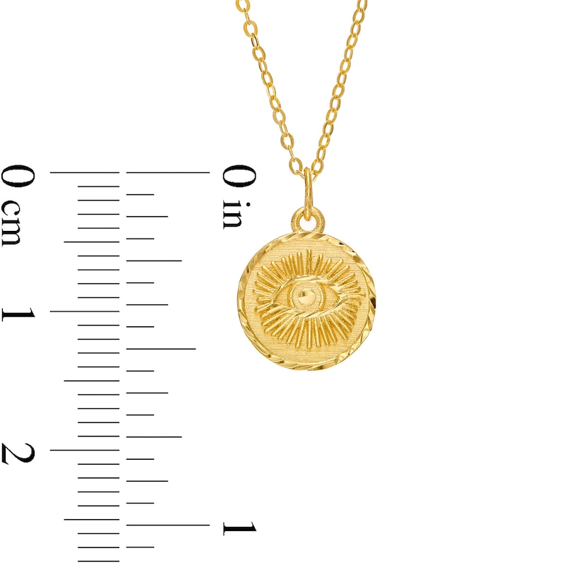 Main Image 2 of Diamond-Cut Evil Eye Disc Pendant in 10K Gold