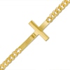 Sideways Cross and Curb Chain Bracelet in Hollow 10K Gold – 8.5"