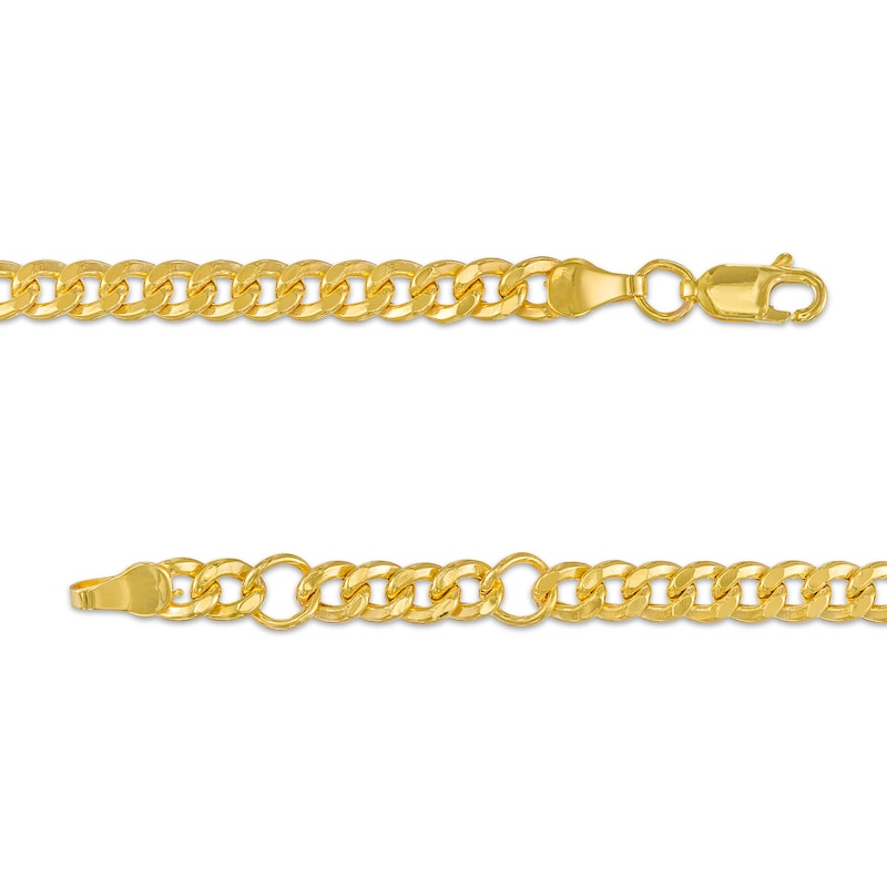 Sideways Cross and Curb Chain Bracelet in Hollow 10K Gold – 8.5"|Peoples Jewellers