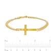 Sideways Cross and Curb Chain Bracelet in Hollow 10K Gold – 8.5"