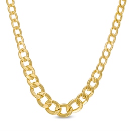 Italian Gold Graduated Curb Chain Necklace in Hollow 14K Gold – 18&quot;
