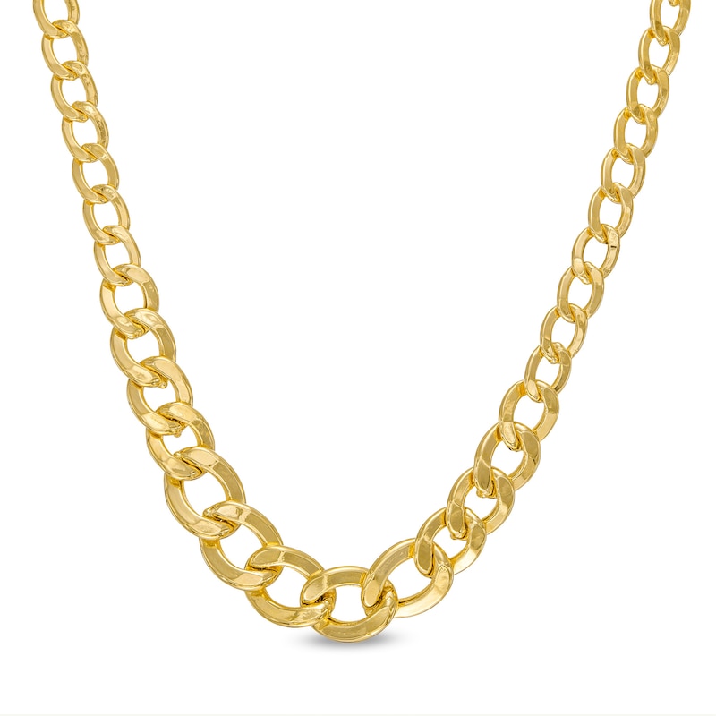 Italian Gold Graduated Curb Chain Necklace in Hollow 14K Gold – 18"|Peoples Jewellers