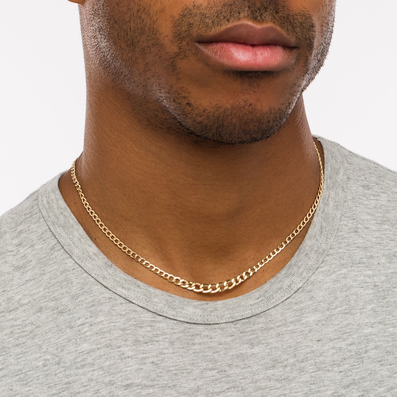 Italian Gold Graduated Curb Chain Necklace in Hollow 14K Gold – 18"