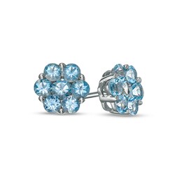 Gemstar Jewellery Round Blue Sapphire & White Simulated Diamond 18k Rose Gold Plated Halo Stud Earrings Gemstar Jewellery Round Blue Sapphire & White Simulated Diamond 18k Rose Gold Plated Halo Stud Earrings
