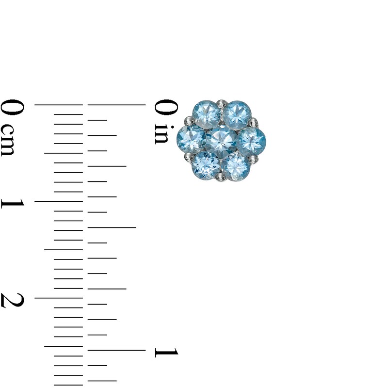 Main Image 3 of 3.5mm Aquamarine Flower Stud Earrings in Sterling Silver