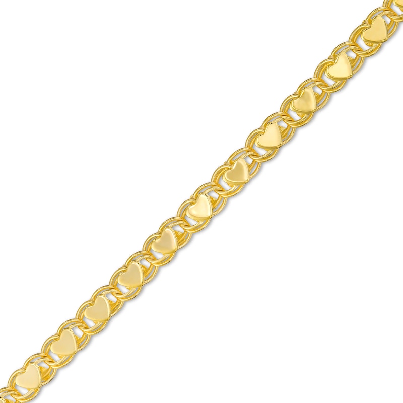 Main Image 1 of Ladies' 3.0mm Mirror Heart Chain Bracelet in Solid 10K Gold - 7.25"