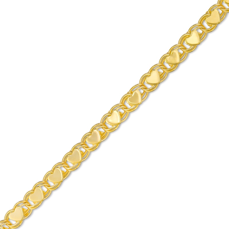 Ladies' 3.0mm Mirror Heart Chain Bracelet in Solid 10K Gold - 7.25"|Peoples Jewellers