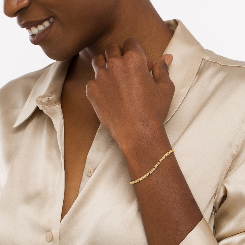 Ladies' 3.0mm Mirror Heart Chain Bracelet in Solid 10K Gold - 7.25"|Peoples Jewellers