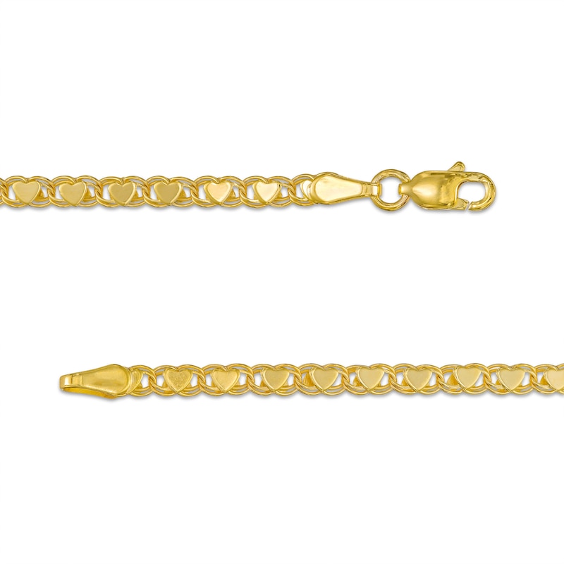 Main Image 3 of Ladies' 3.0mm Mirror Heart Chain Bracelet in Solid 10K Gold - 7.25"