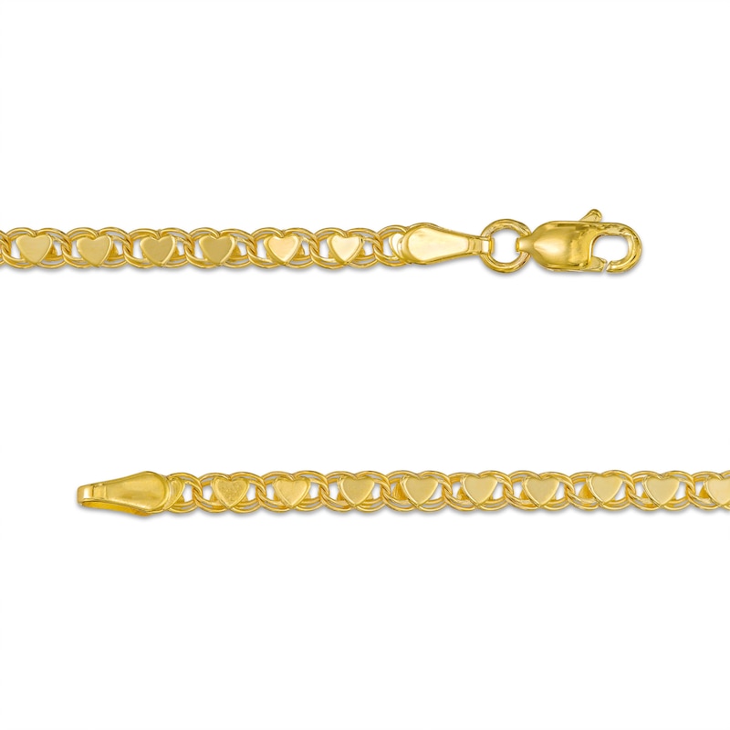 Ladies' 3.0mm Mirror Heart Chain Bracelet in Solid 10K Gold - 7.25"|Peoples Jewellers