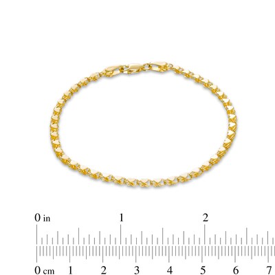 Ladies' 3.0mm Mirror Heart Chain Bracelet in Solid 10K Gold - 7.25"