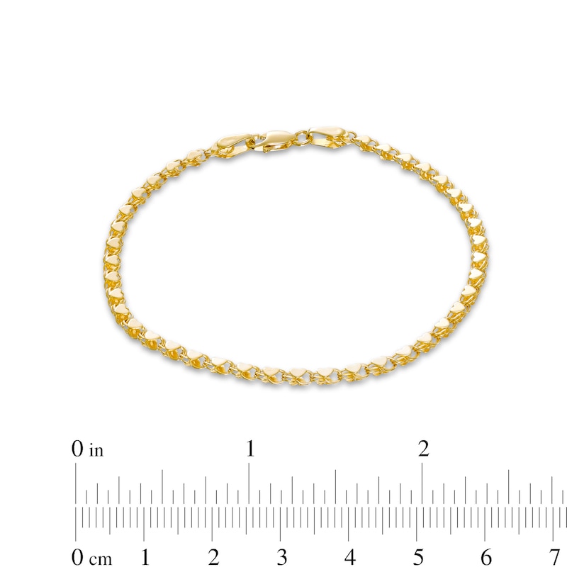 Ladies' 3.0mm Mirror Heart Chain Bracelet in Solid 10K Gold - 7.25