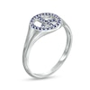 Thumbnail Image 2 of Blue Lab-Created Sapphire Peace Sign Dome Ring in 10K White Gold - Size 7