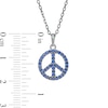 Blue Lab-Created Sapphire Peace Sign Pendant in 10K White Gold
