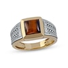 Thumbnail Image 0 of Men's 8.0mm Square-Cut Tiger's Eye and 0.04 CT. T.W. Diamond Basket Weave Ring in 10K Two-Tone Gold