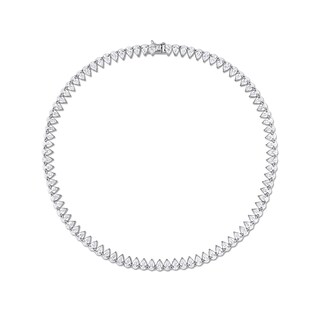 Pear-Shaped White Lab-Created Sapphire Tennis Necklace in Sterling Silver
