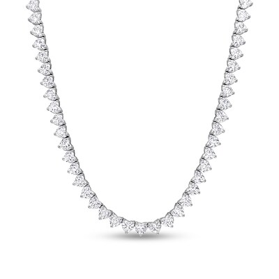 4.0mm Heart-Shaped White Lab-Created Sapphire Tennis Necklace in Sterling Silver