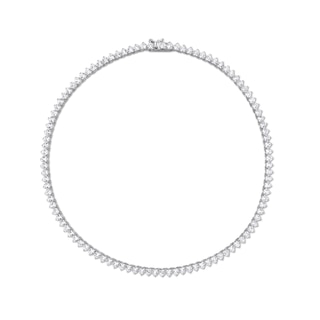 4.0mm Heart-Shaped White Lab-Created Sapphire Tennis Necklace in Sterling Silver