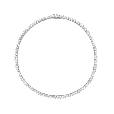 4.0mm Heart-Shaped White Lab-Created Sapphire Tennis Necklace in Sterling Silver