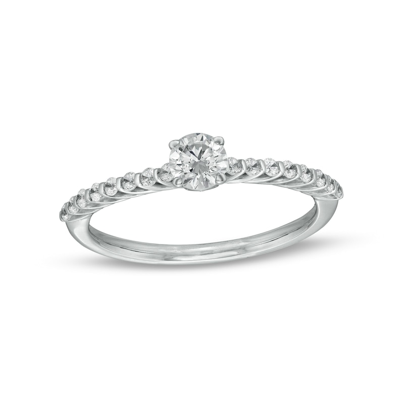 Main Image 1 of 0.45 CT. T.W. Diamond Cascade Shank Engagement Ring in 14K White Gold (I/I2)