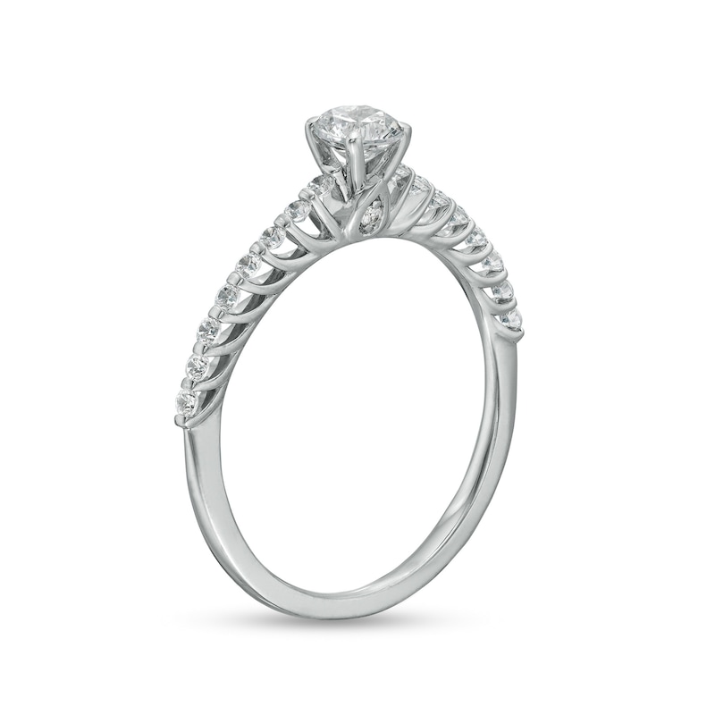 Main Image 3 of 0.45 CT. T.W. Diamond Cascade Shank Engagement Ring in 14K White Gold (I/I2)