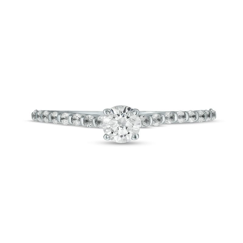 Main Image 4 of 0.45 CT. T.W. Diamond Cascade Shank Engagement Ring in 14K White Gold (I/I2)