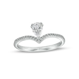0.45 CT. T.W. Pear-Shaped Diamond Chevron Engagement Ring in 14K White Gold (I/SI2)