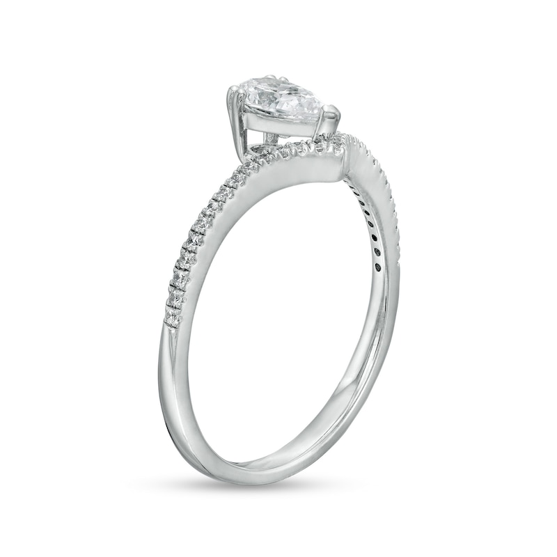 0.45 CT. T.W. Pear-Shaped Diamond Chevron Engagement Ring in 14K White Gold (I/SI2)