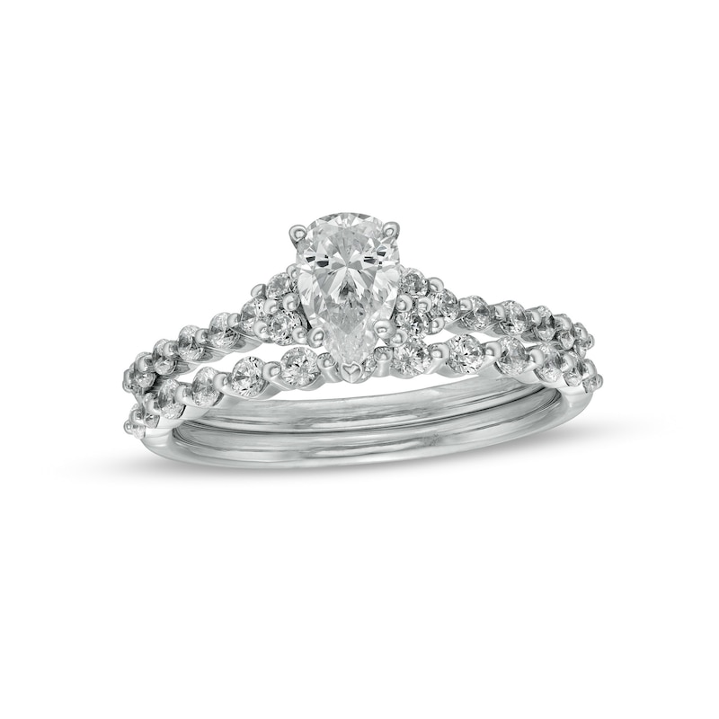 0.95 CT. T.W. Pear-Shaped Diamond Bridal Set in 14K White Gold (I/SI2)