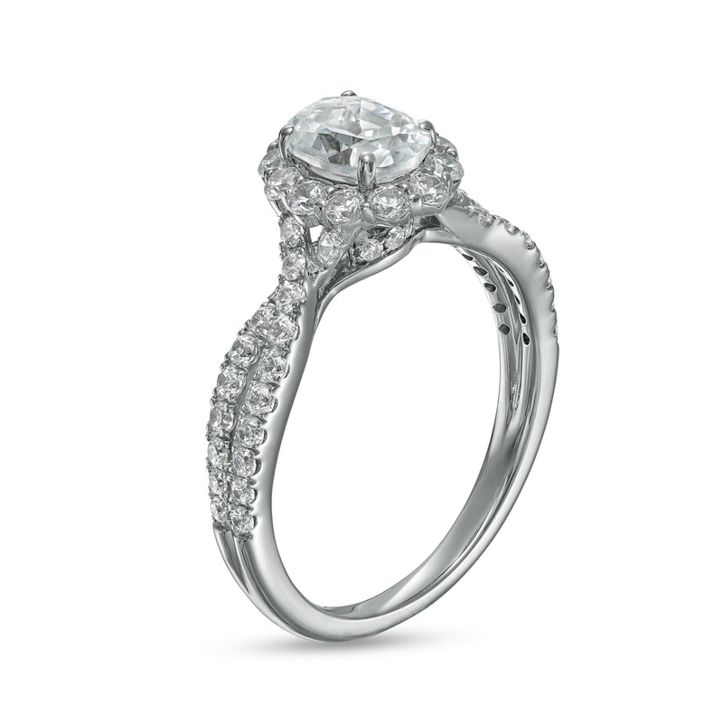 Main Image 3 of 1.30 CT. T.W. Oval Diamond Ornate Frame Vintage-Style Engagement Ring in 14K White Gold (I/I1)