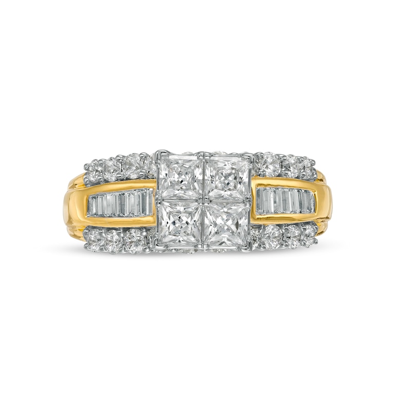Main Image 4 of 1.95 CT. T.W. Quad Princess-Cut Diamond Engagement Ring in 14K Gold