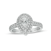 Thumbnail Image 0 of 0.75 CT. T.W. Certified Canadian Pear-Shaped Diamond Double Frame Engagement Ring in 14K White Gold (I/I1)