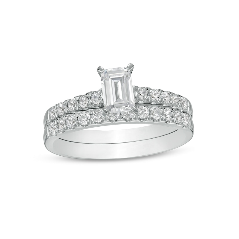 1.00 CT. T.W. Certified Canadian Emerald-Cut Diamond Bridal Set in 14K White Gold (I/I1)