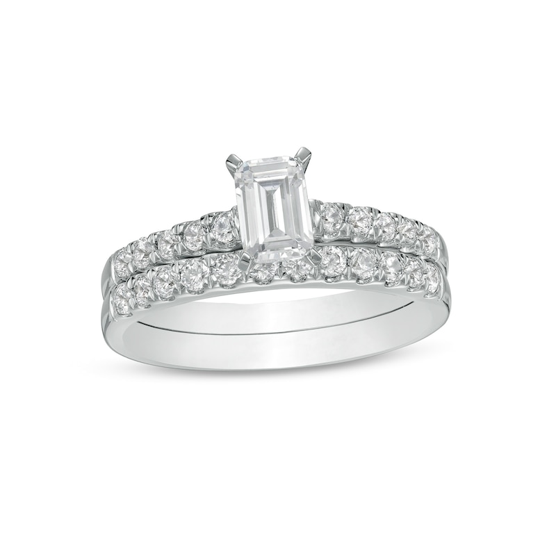 1.00 CT. T.W. Certified Canadian Emerald-Cut Diamond Bridal Set in 14K White Gold (I/I1)|Peoples Jewellers