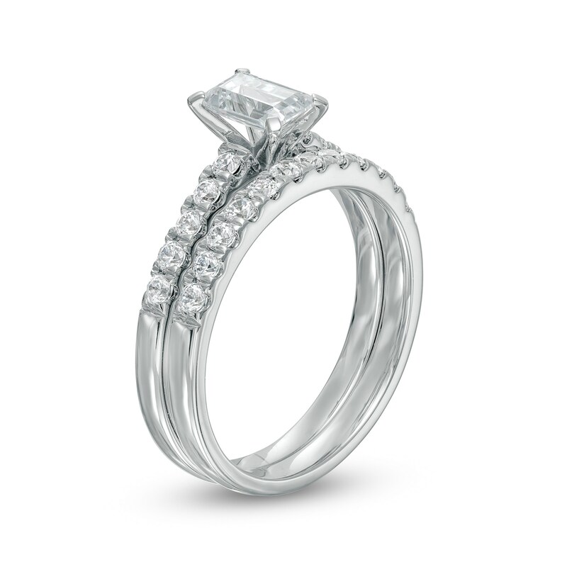 1.00 CT. T.W. Certified Canadian Emerald-Cut Diamond Bridal Set in 14K White Gold (I/I1)|Peoples Jewellers