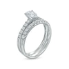 Thumbnail Image 2 of 1.00 CT. T.W. Certified Canadian Pear-Shaped Diamond Bridal Set in 14K White Gold (I/I1)