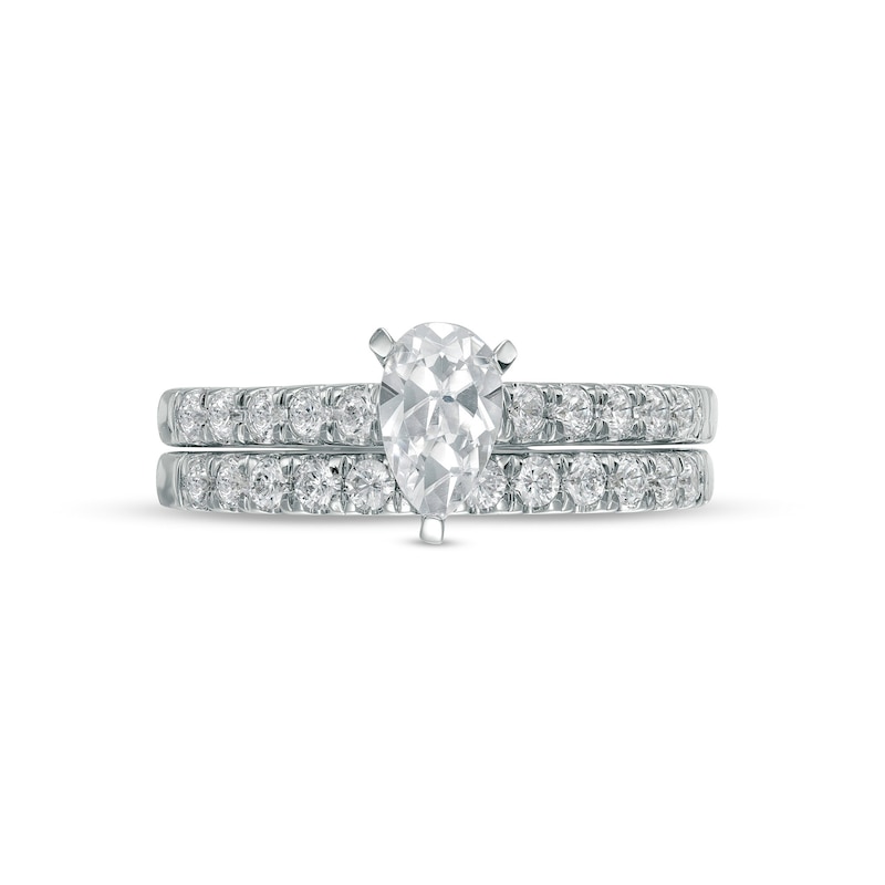1.00 CT. T.W. Certified Canadian Pear-Shaped Diamond Bridal Set in 14K White Gold (I/I1)