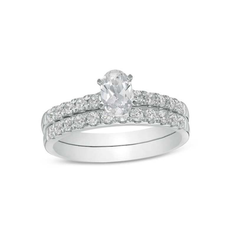 1.00 CT. T.W. Certified Canadian Oval Diamond Bridal Set in 14K White Gold (I/I1)|Peoples Jewellers