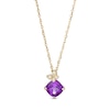 Thumbnail Image 1 of 6.0mm Cushion-Cut Amethyst and 0.07 CT. T.W. Diamond Butterfly Pendant in 10K Gold