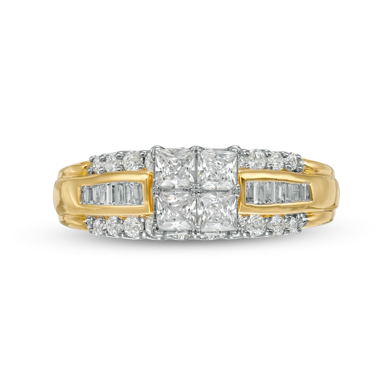 Main Image 4 of 0.95 CT. T.W. Quad Princess-Cut Diamond Engagement Ring in 10K Gold
