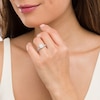 Thumbnail Image 2 of 0.58 CT. T.W. Emerald-Cut Diamond Double Frame Twist Shank Bridal Set in 10K White Gold (I/I2)
