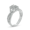 Thumbnail Image 2 of 0.58 CT. T.W. Emerald-Cut Diamond Double Frame Twist Shank Bridal Set in 10K White Gold (I/I2)