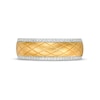 Men's 0.23 CT. T.W. Diamond Border Diagonal Grid Pattern Wedding Band in 14K Two-Tone Gold