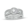 Thumbnail Image 0 of 0.45 CT. T.W. Diamond Frame Vintage-Style Three Piece Bridal Set in Sterling Silver (J/I3)