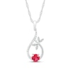 5.0mm Lab-Created Ruby and Diamond Accent Beaded Flying Dragonfly Loop Teardrop Pendant in Sterling Silver