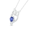 Thumbnail Image 2 of 5.0mm Blue Lab-Created Sapphire and Diamond Accent Loop Owl Outline Necklace in Sterling Silver